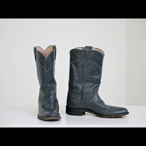 Vintage Justin Western Roper Boots Gray Leather